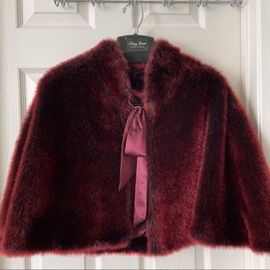 Terry Lewis Classic Luxuries Faux Fur Burgundy Cape